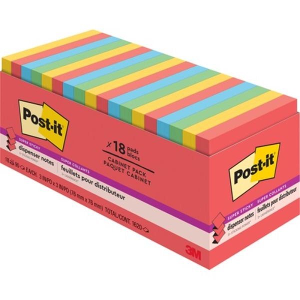 Post-It 3 x 3 in. Super Sticky Notes Cabinet Pack MMMR33018SSANCP